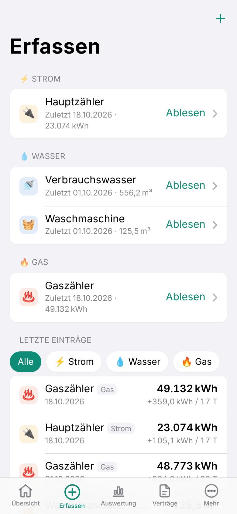 Erfassen-Ansicht